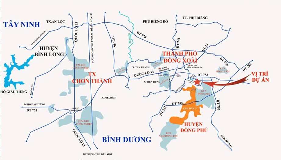 Vị trí dự án Golden Center City Tân Phước trên bản đồ