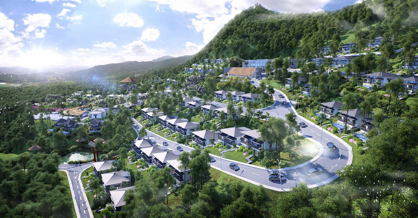 Phối cảnh tổng thể dự án Onsen Villas & Resort Hòa Bình tại Kỳ Sơn, Hòa Bình