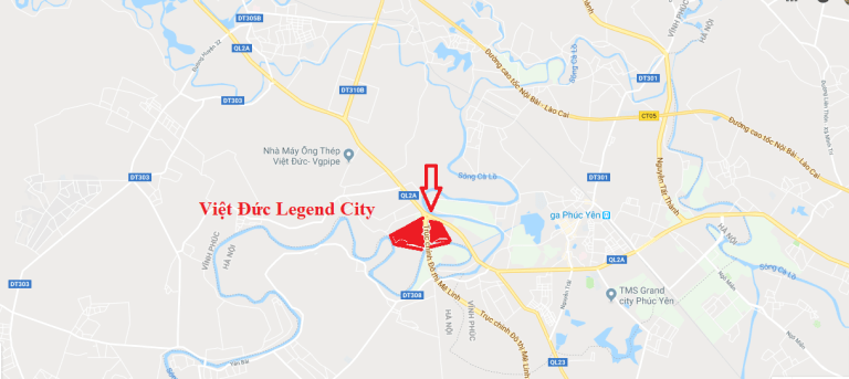 Vị trí dự án KĐT Việt Đức Legend City trên bản đồ